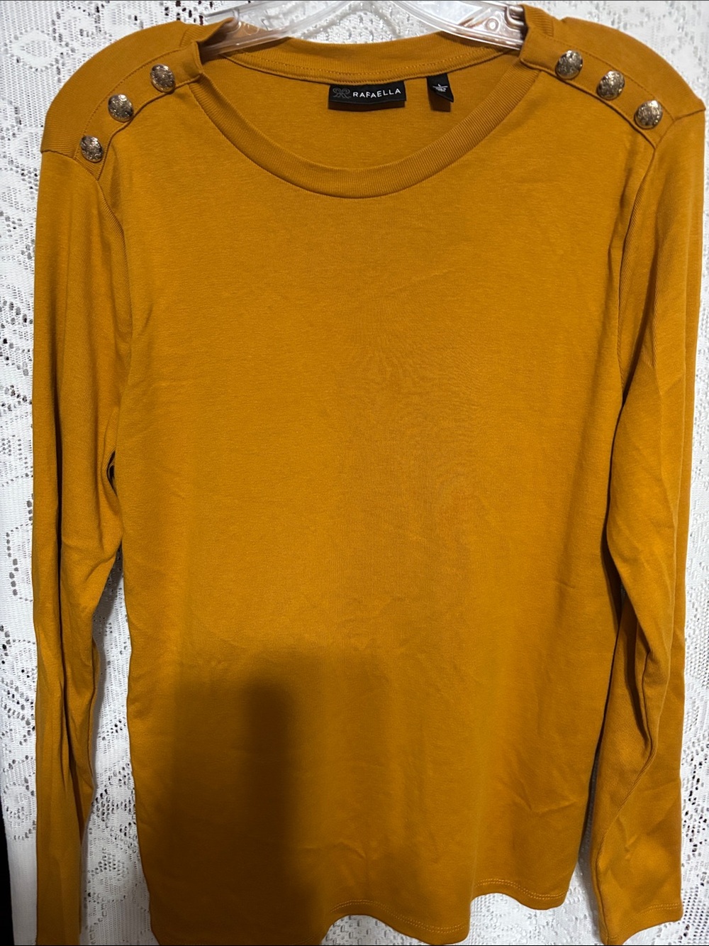 Rafaella Women's Mustard Long-Sleeve Button Shoulder Top